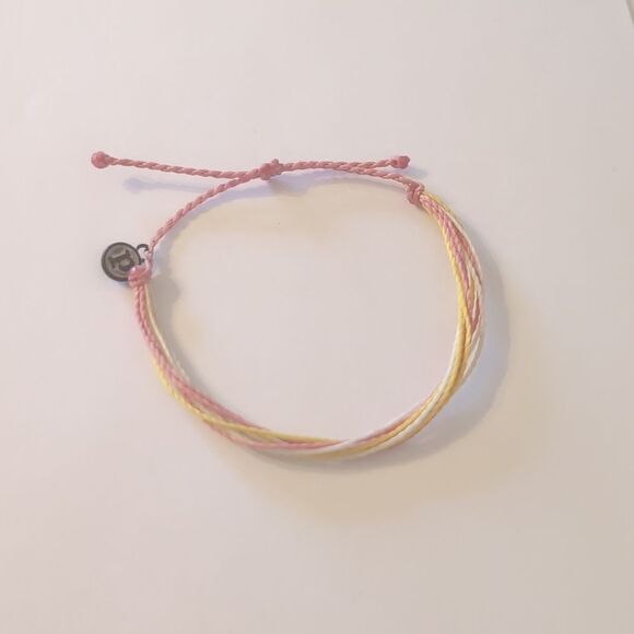 787 Pura Vida Yellow Pink and White Multi Strand‎ Adjustable Slider Bracelet - Picture 3 of 4